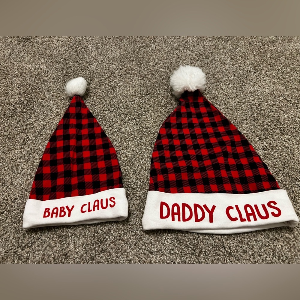 Plaid Santa Hats - Daddy and Baby Claus